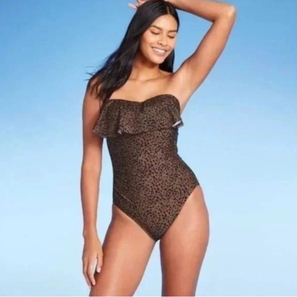 Kona Sol Bandeau Animal Print Swimsuit